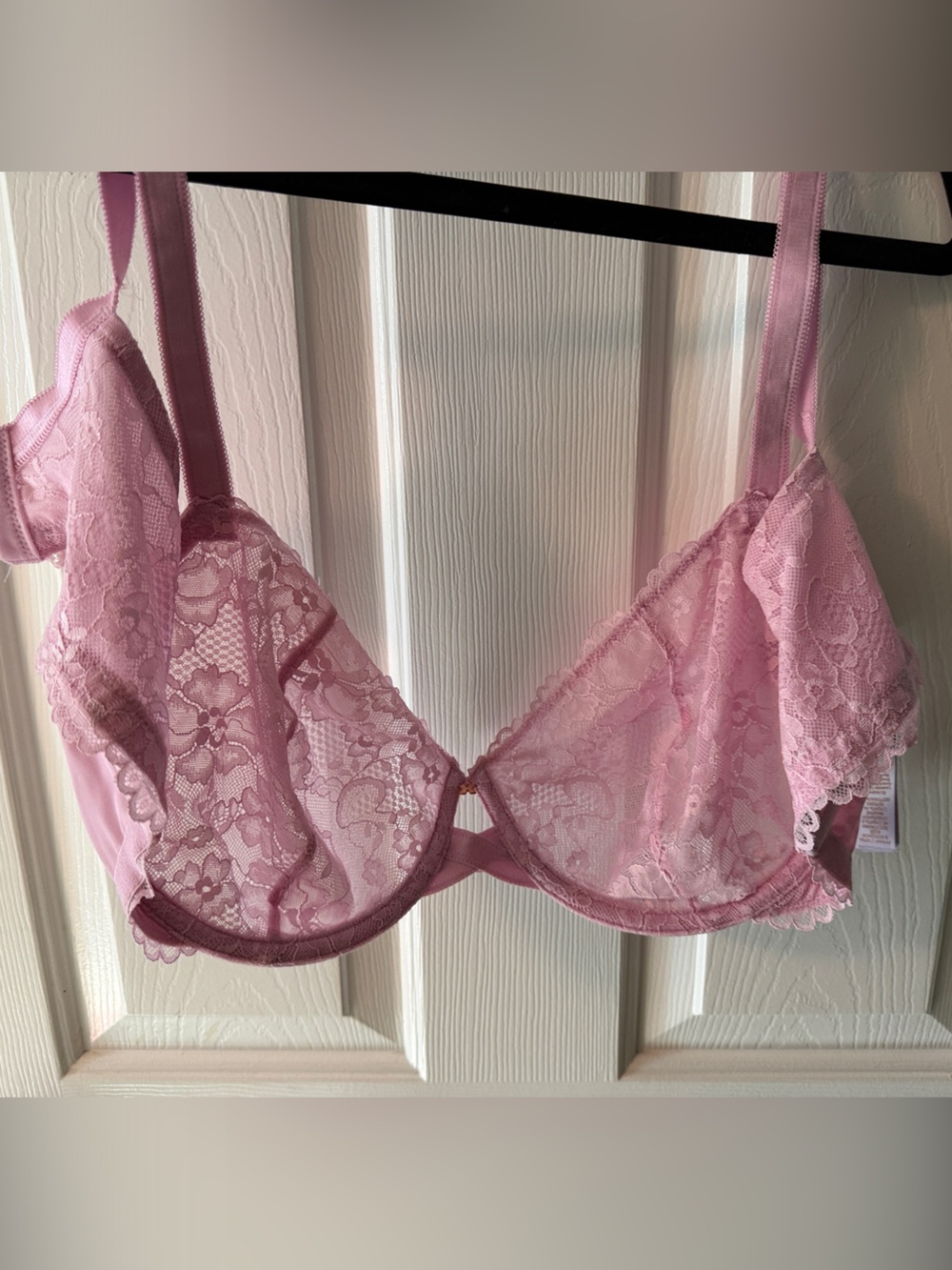 Sheer Lace Underwire Bra - Dusty Pink